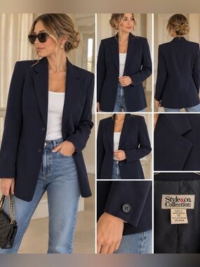 Style & Co. Women's Navy Single-Breasted Blazer